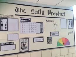 Our Third Grade News Bulletin Board Harry Potter Themed Harry Potter Classroom Harry Potter School Classroom Themes