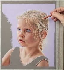 Pastel Portrait (in progress) 12"×10" of my wonderful Great Niece Olivia. I  am really enjoying painting/drawing her. Olivia has such poise and elegance  about her...like a ballerina. Working