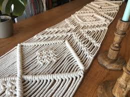 Macrame Table Runner 40cm In 2020 Braided Rug Diy Macrame Table Runner Diy Rug