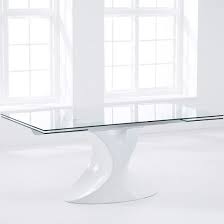 Pearl Extending Glass Dining Table With White High Gloss Base 3