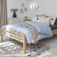 radus lit en chene 160 x 200 cm naturel lit 2 places meuble chambre a coucher habitat lit
