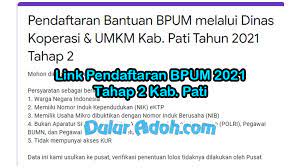 Bpum tahun 2021 hanya diberikan 1x saja. Link Daftar Bpum Tahap 2 Kab Pati Juni 2021 Https Bit Ly Bpumdinkoppati2021 2 Dulur Adoh