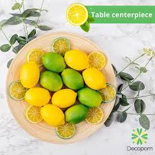 Especially in a smaller kitchen space, low profile shelves lastly, consider an artistic theme for your kitchen walls. Buy Fake Lemons Limes And Slices Set Pack Of 36 Decorative Faux Citrus Fruits Artificial Decorations For Home Kitchen Table Office Weddings Table Centerpiece Party With Lemon Tree Decor Theme