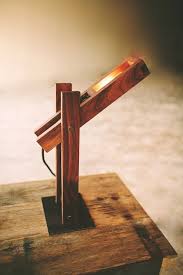 This Desk Lamp Is Handmade From Black Walnut Joined Together By A Cross Joint And A Steel Base That Brings Wooden Desk Lamp Wooden Lamps Design Wood Desk Lamp