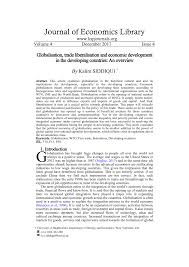 Pdf Globalisation Trade Liberalisation And Economic Development In Developing Countries An Overview