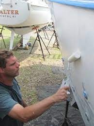 How To Paint Your Old Fiberglass Boat And Make It Look New Again Boat Cleaning Boat Restoration Sailboat Restoration