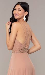 Petite printed flip flop dress, created for macy's. Beaded Bodice Long Rose Gold Pink Formal Dress