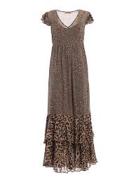 Abito lungo senza maniche dal taglio in stile impero in georgette di viscosa con ricamo a contrasto di colore che caratterizza lo scollo a v davanti. Twinset Abito Lungo In Georgette Animalier Abiti Lunghi 191tp272403541