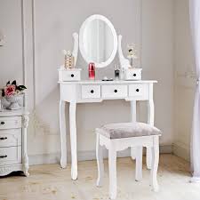The stylish, contemporary design features two storage drawers and the smooth mirrored. Dressing Table 5 Drawers Vanity Mirror Corner Makeup Desk Bedroom Dresser White