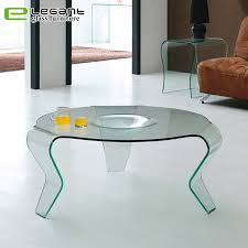 Common design is modern style. China Clear Curved Glass Center Table In 3 Legs China Coffee Tables Glass Tables