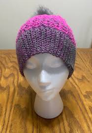 Pink and Gray Variegated Hat and Scarf Set