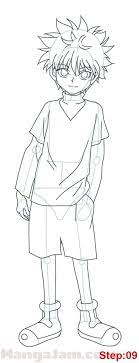 Killua black and white outline. How To Draw Killua Zoldyck From Hunter X Hunter Mangajam Com Anime Lineart Anime Character Drawing Anime Drawings Tutorials