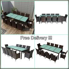 Large Garden Dining Set Brown Rattan Table 10 Seater Outdoor Furniture Patio New Gp White Furniture Bedroom Modern Outdoor Seat Cushions Garden Furniture Sets