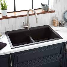 Signature Hardware 441670 Algren 33 Drop In Build Com Composite Kitchen Sinks Drop In Kitchen Sink Black Kitchen Sink