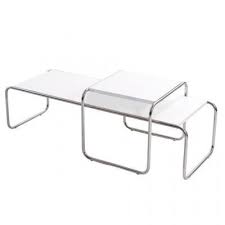 The frame and legs are seamless tubular steel in a polished chrome finish. Laccio Coffee Tables By Reproduction Nuspace