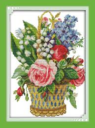 Beautiful cross stitch pattern with roses and the text:with love.suitable for cards making or small biscornu (without the text) on mint aida 14 ct. New Flower Basket Kits For Embroidery Needlework Patterns Flower Cross Stitch Patterns Cross Stitch Kits Stitching Kit Cross Stitchkits For Embroidery Aliexpress