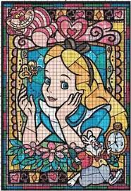 Alice in wonderland pool of tears. Alice In Wonderland Stained Glass Collage Counted Cross Stitch Pattern Ebay