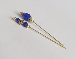 Hijab Pin Blue And Gold Crystal Scarf Pin Hat Pin Shawl Etsy Hat Pins Scarf Pin Hijab Pin