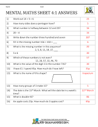 The 4th grade math problems on the sheets are longer math problems designed to encourage children to use a range of math skills to solve them. Mental Maths Test Year 4 Worksheets