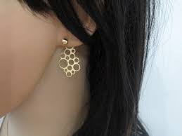 geometric gold earrings ear jacket gold plated earrings etsy etsy ohrringe front back ohrringe goldohrringe