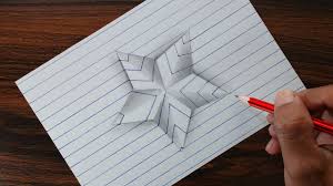 Example 3d drawing (250 pcs) for beginners. Very Easy 3d Star On Line Paper Trick Art Drawing Youtube