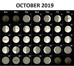 Lunar October 2019 Moon Calendar Full New Moon Phases