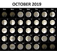 lunar october 2019 moon calendar full new moon phases