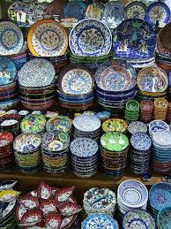 Grande Bazar Istambul Crockery Design Colorful Dishes Turkey Travel