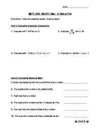 Algebraic expressions questions for your custom printable tests and worksheets. Algebraic Expressions Worksheet Evaluating Writing Like Terms