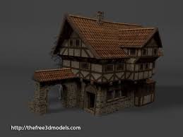 Medieval Hotel Or House 3d Model 3ds Obj C4d 3dm House 3d Model Medieval Houses Medieval
