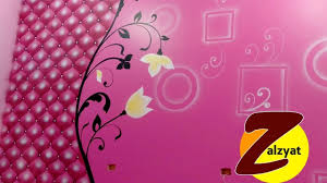 طريقة عمل جنب تنجيد مع فرع استنسل ومربعات بالرش Acrylic Painting Techniques Neon Signs Painting Techniques