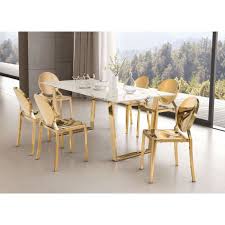 Audrey Modern Regency White Stone Gold Brass Rectangular Dining Table In 2021 Gold Dining Room Dining Table Dining Table In Kitchen