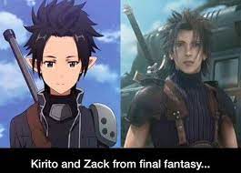 Kirito Sword Art Online And Zack Fair Final Fantasy Vii I Can T Believe It Final Fantasy Vii Sword Art Online Sword Art