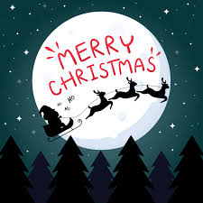 Carte De Voeux Bleu Fonce Avec Texte Joyeux Noel Pere Noel Renne Lune Et Arbre De Noel Telecharger Vectoriel Gratuit Clipart Graphique Vecteur Dessins Et Pictogramme Gratuit