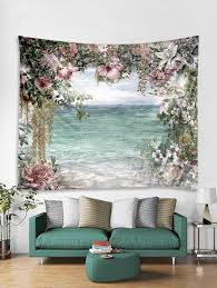 Hang your tapestries up, use them as a tablecloth, picnic blanket, cover and more. Dresslily Com Photo Gallery Flower And Sea Print Tapestry Wall Hanging Art Decoration Tapestry Wall Hanging Wall Tapestry Flower Tapestry
