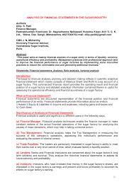Create a detailed job ad with our finance manager job description and duties guide. Pdf Analysis Of Financial Statements In The Sugar Industry