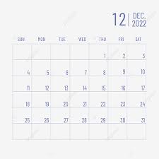 Simple Printable Calendar December 2022 Monthly Calendar Desktop Calendar Monthly Plan Calendar Png And Vector With Transparent Background For Free Download
