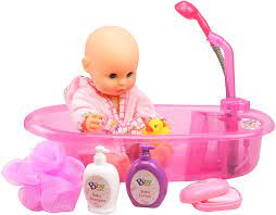 Amazon Com Smart Novelty Baby Doll Bathtub Set With Working Shower Head Doll Comes With Accessories For Bath Time Pretend Play Toy Doll Bathing Set Great Gift For Kids And Toddlers