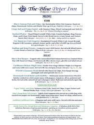 Eat-In Menus — The Blue Peter Inn