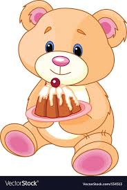 Teddy Bear With Cake Vector Image On Vectorstock Teddy Bear Drawing Teddy Drawing Teddy Bear Cartoon