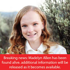 Missing Snow College Student Madelyn Allen Found Alive : r/SaltLakeCity