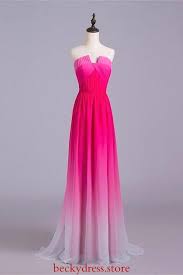 A Line Ombre Princess Long Cheap Gradient Chiffon Strapless Hot Pink Prom Xhnpst10840 In 2020 Hot Pink Prom Dress Ombre Prom Dresses Prom Dresses For Teens