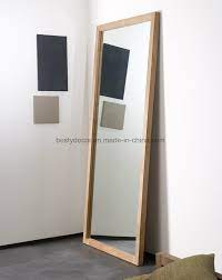 Due to variations in the natural materials, the wood hue and grain may vary slightly from what's pictured here. China Large Cheap Wood Frame Full Length Floor French Mirror China Mirror Wall Mirrors