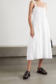 Shop with afterpay on eligible items. Weiss Net Sustain Bellamy Midikleid Aus Leinen Zum Binden Faithfull The Brand Net A Porter