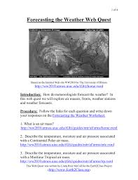 This worksheet can be used as an evaluation of student learning and collected as a work sample to illustrate student progress against. Forecasting Weather Map Worksheet 1 Nidecmege
