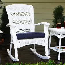Tortuga Outdoor Portside White Wicker Plastic Rocking Chair S With Navy Blue Cushioned Seat Lowes Com Outdoor Wicker Rocking Chairs White Wicker Furniture Wicker Rocking Chair