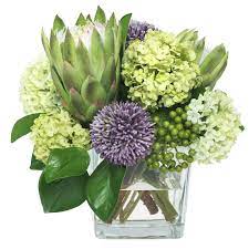 Protea And Allium Bouquet Mixed Floral Arrangement In Vase Fresh Flowers Arrangements Flower Arrangements Floral Arrangements Diy