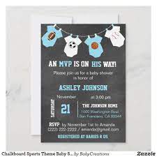 Chalkboard Sports Theme Baby Shower Invitations Zazzle Com Sports Baby Shower Theme Star Baby Shower Invitations Baby Shower Invitations