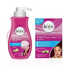 Veet Hair Remover Kit With Gel Cream For Legs Body 13 5oz 3 In 1 Face Cream 2 X 1 69oz Face Cream Hair Removal Body Gel