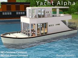 Found in tsr category 'sims 4 residential lots' kristofer armstrong. Ramennoodles Yacht Alpha A Houseboat Floating House House Boat Yacht